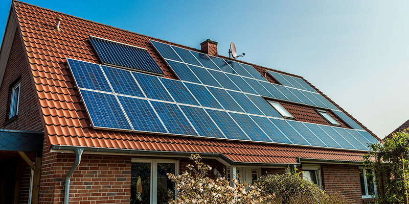 Solar panels on roof